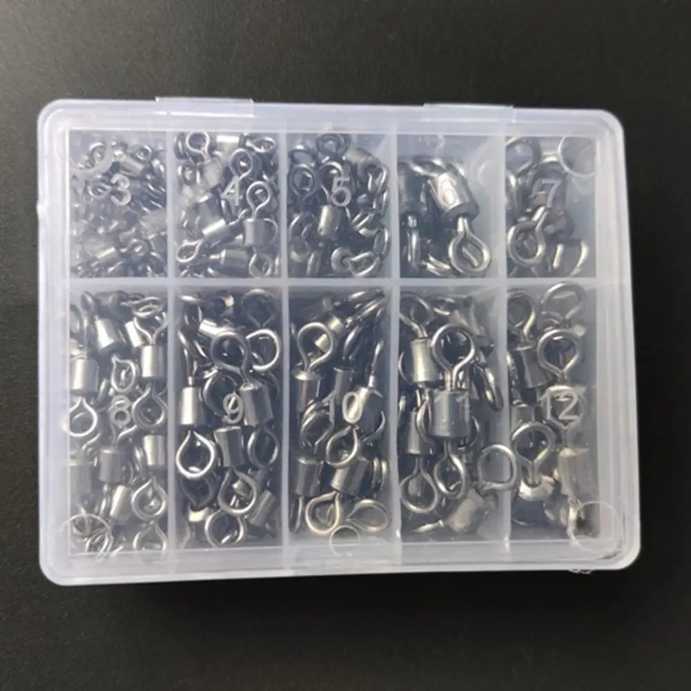 220Pcs Sturdy Lures Connector  Different Specifications Fishing Tackle Rolling Swivel Ring  Reliable Fishing Barrel Bearing