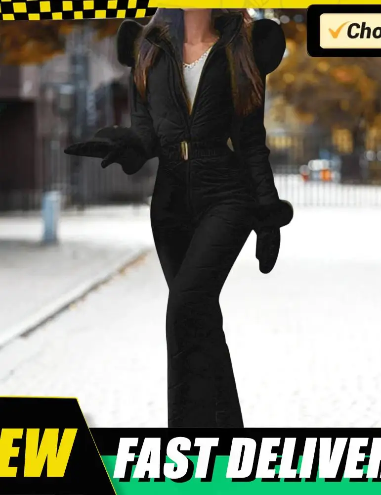 Winter Outdoor Sports Jumpsuit Slim Fit Winter Outdoor Ski Jacket and Pants Insulated for Women