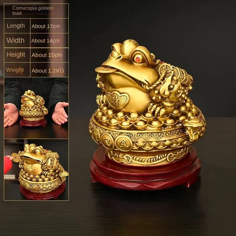 Copper Golden Toad Ornaments Treasure Three-legged Golden Toad Home Office Decor