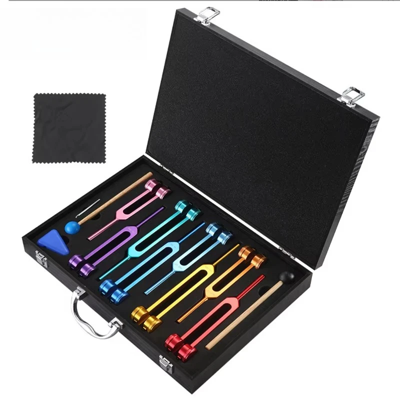 High Quality 126 Series Color Tuning Fork Set Gift Box Eight Piece Combination Set for Sound Healing Tool for Therapy Meditation