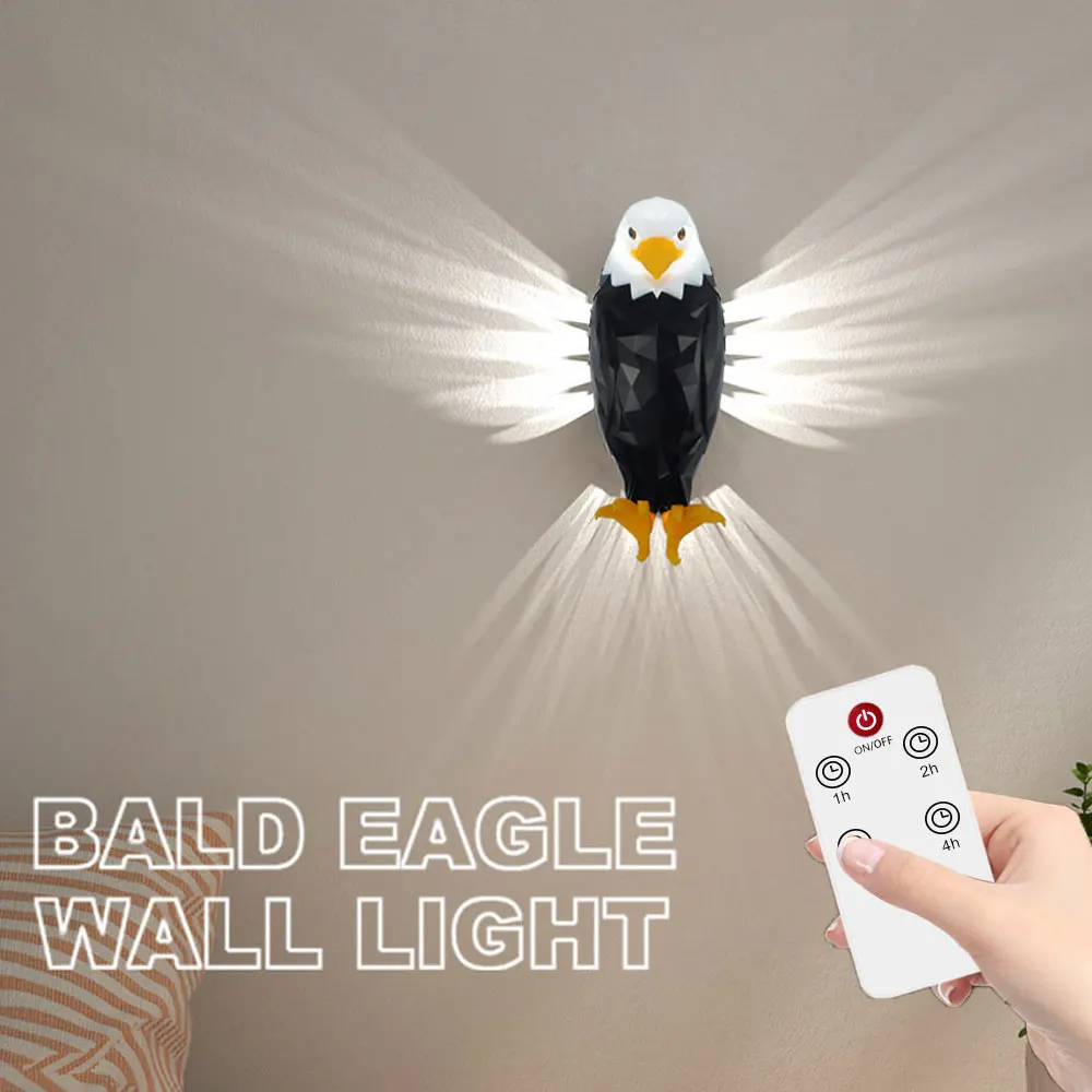 Bird Wall Lamp Magnet Owl Eagle Shape Projector Modern Creative Atmosphere Sconce Light 3D Print Body Animal Lighting Lustre