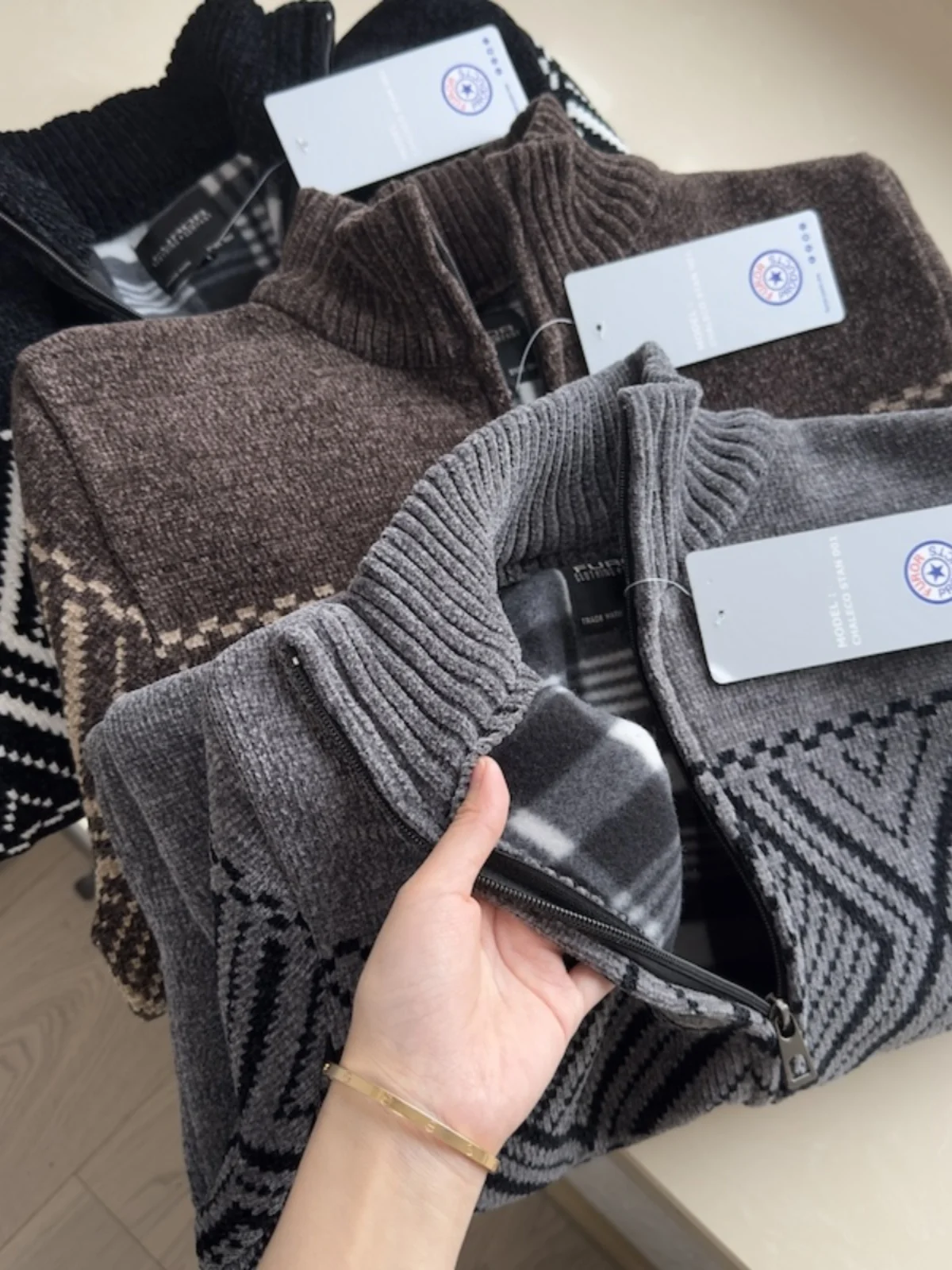 

Мужской вязаный свитер в стиле кэжуал с флисовой подкладкой, осенне-зимний, модный городской стиль, с длинным рукавом, воротник-стойка, кардиган