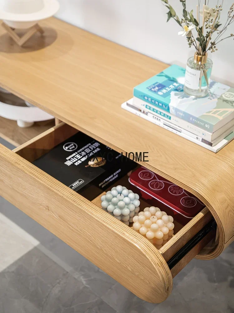 Mueble de TV de madera maciza para sala de estar, apartamento pequeño, mueble de suelo moderno y sencillo creativo para dormitorio