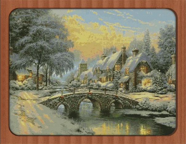 

Winter snow scenery Top Quality Cross Stitch Kits 16CT 14CT Unprinted Sewing Kit Embroidered Art Handmade Home Decor