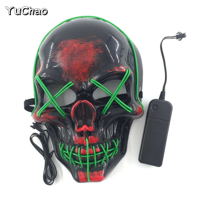 Halloween Skull Light Up Masks Halloween Christmas Masquerade Festival Party Cosplay Skull Props Glowing Skeleton Mask For Boy