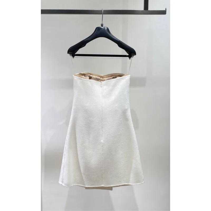 Women's White Sleeveless Tube Mini Dresses for Party Luxury Attractive 2025 High Quality Elegant Sexy New Fashion Style