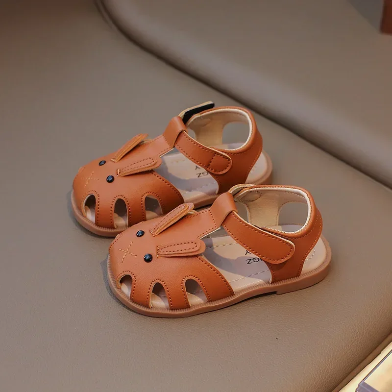

2025 Summer Baby Girl Shoes First Walkers Soft Bottom Kids Beach Sandals Cute Rabbit Infant Boys Baby Sandals 16-25