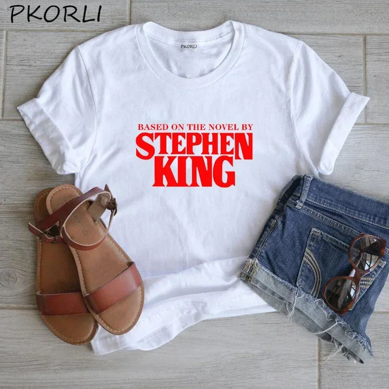 Based on A Novel By Stephen King T Shirt Women Harajuku Retro Clothing Tumblr Horror T-Shirt Funny Letter Print Cotton Tee Shirt