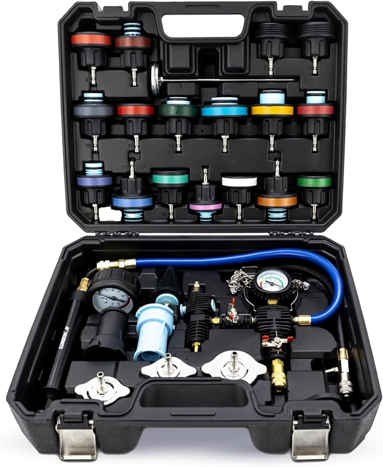 

Universal 28-Piece Coolant Pressure Tester and Vacuum Refill Kit for Vehicle Diagnostics