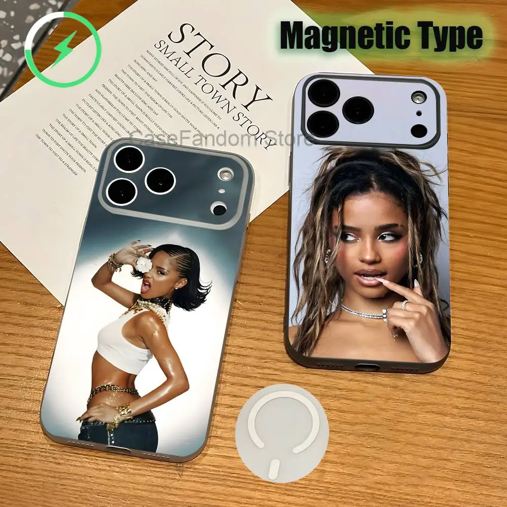 

Singer T-TylaS For iPhone 17,16,15,14,13,12,11,Pro,Max,Plus Magnetic Wireless Charging Transparent White Phone Case