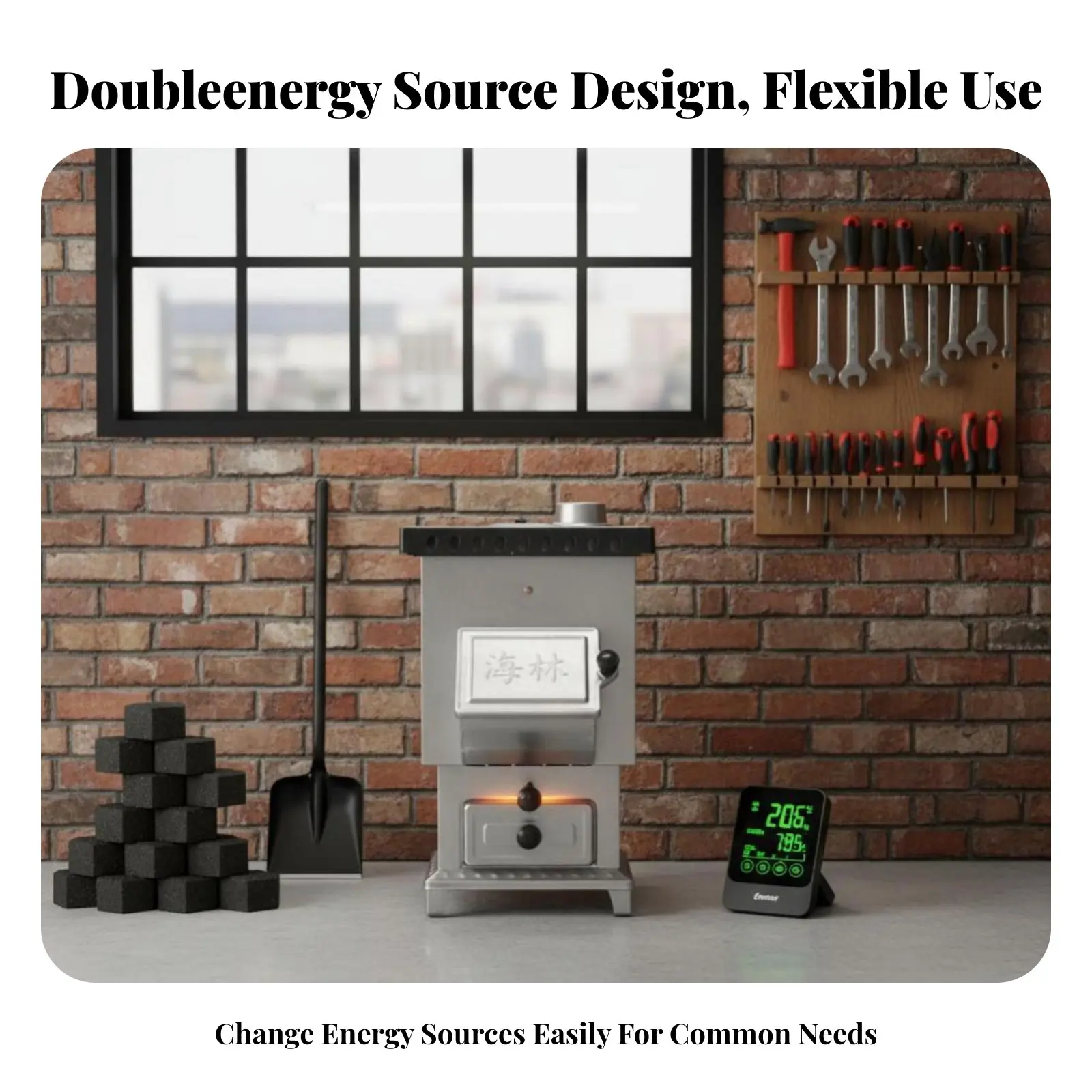 

Energy-Saving Dual Fuel Wood Stove, Gasification Smokeless Heater, Rural Household Fireplace