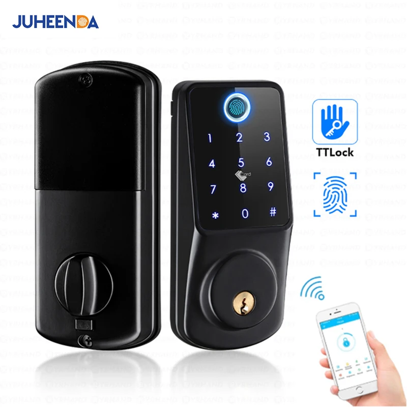 Tuya WiFi Smart Deadbolt Lock Fingerprint Digital Keypad Entry Door Electronic Lock Ttlock App Control For Home Apartment Airbnb