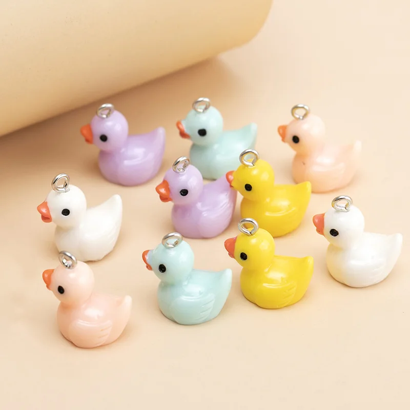 10pcs 19x20mm Small Duck Resin Charms Popular Small Animal Pendant For Necklace Bracelet Diy Jewelry Make