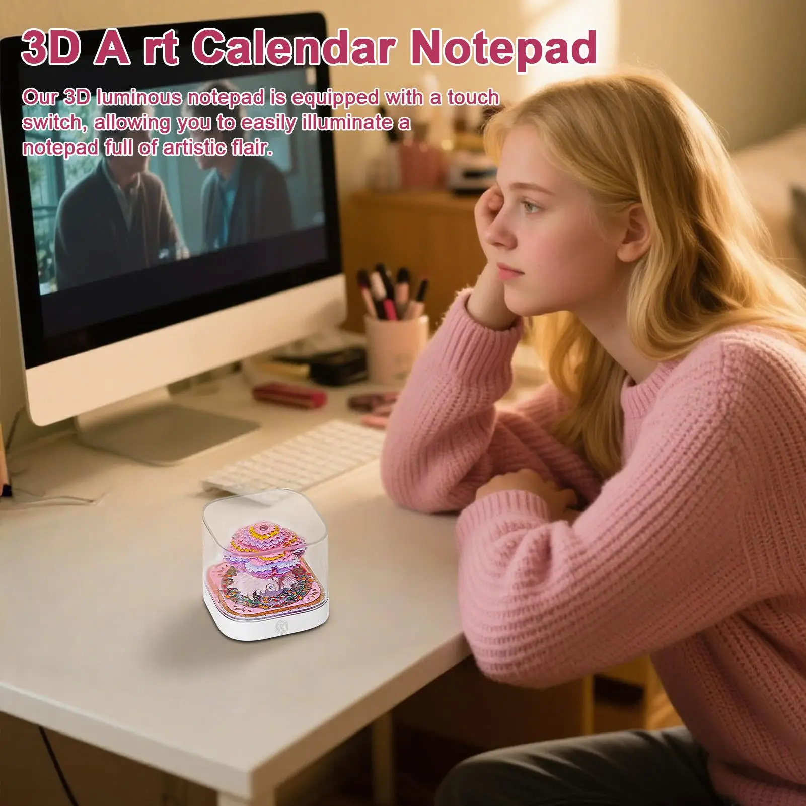 Time Piece Calendar Paper 3D Calendar Note Pad 2026 Desktop Tear Off Memo Pad With Light For Students Teens Adults Teachers Kids