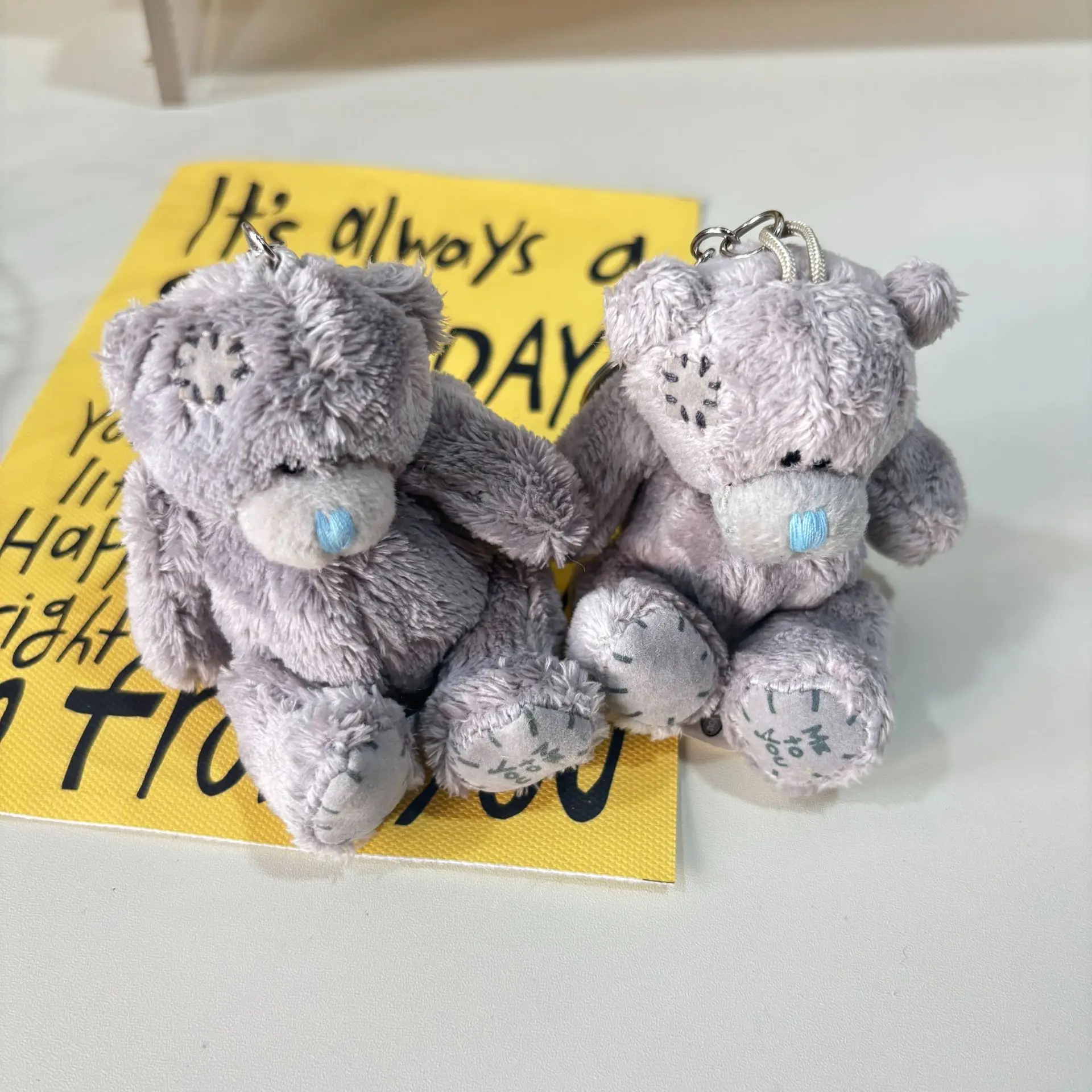 Muñeco de oso Kawaii de 6cm, bolsa de juguete de peluche, oso conjunto de dibujos animados, muñeco de peluche, llavero colgante, piezas Diy, accesorios, regalos de cumpleaños