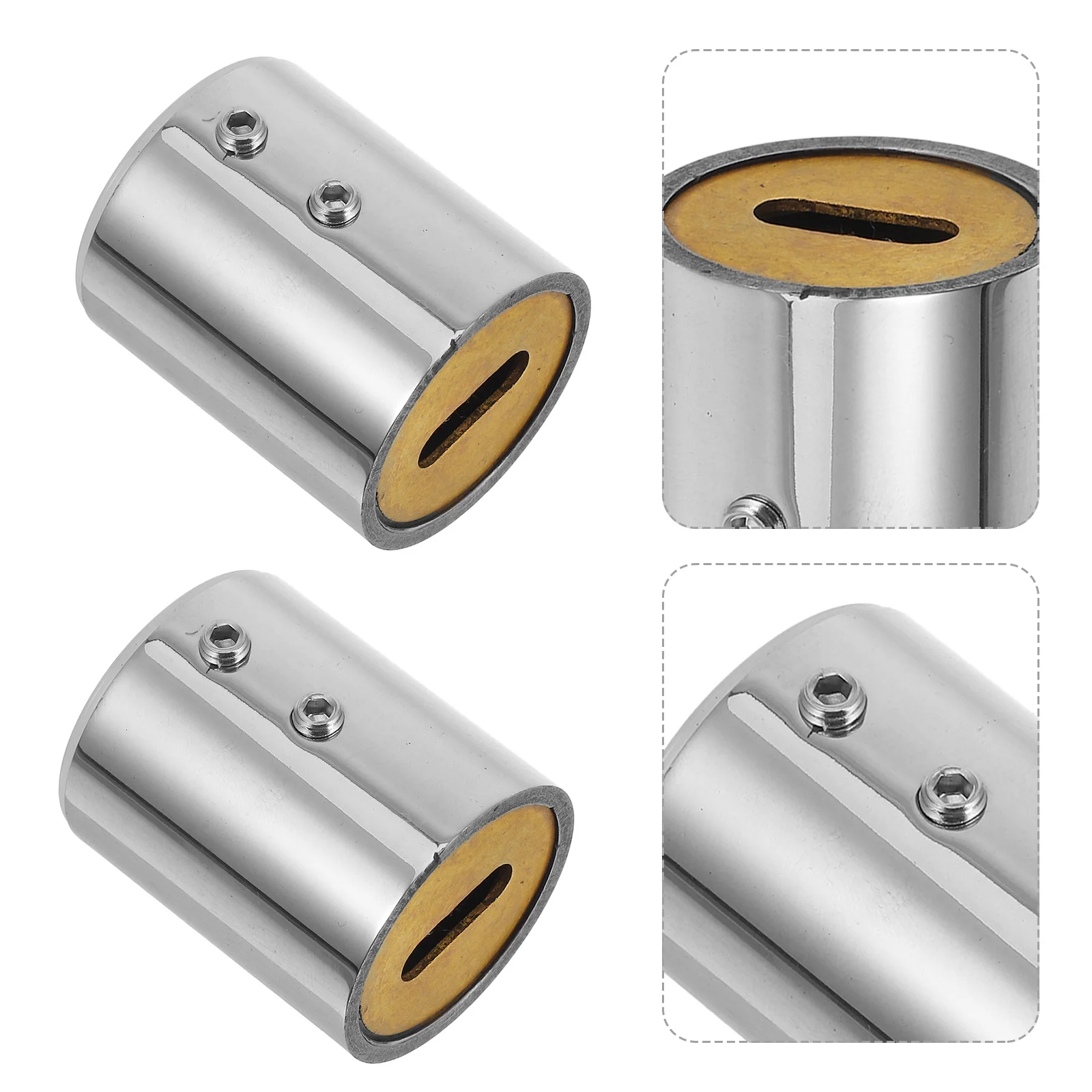 

2pcs Stainless Steel Round Pipe Connector Flange Bracket For Bathroom Glass Door Heavy Duty Metal Tube Fitting Straight