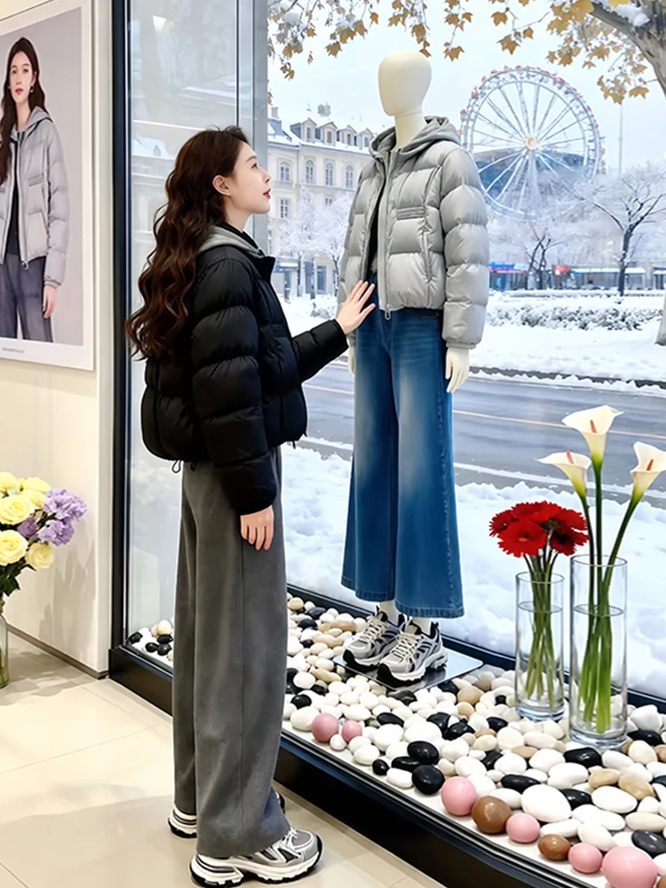 

Faionable ort down Cotton Jaet Women's round Ne Loose Warm Cute Bread Coat Winter New Arrival Korean Sle Commute