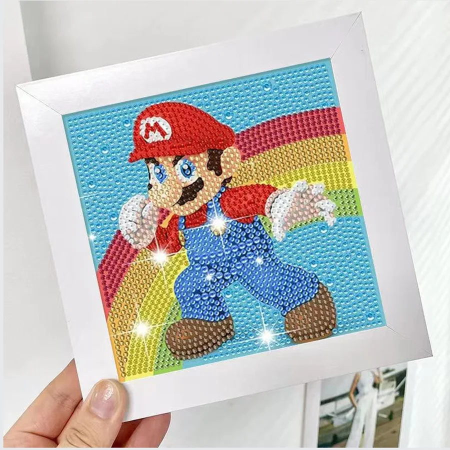 Cartoon Anime Super Mario Diamond Painting By Number Kits Mario 5D Diamond Art Diamond Stickers Toys Kids Birthday Party Gifts