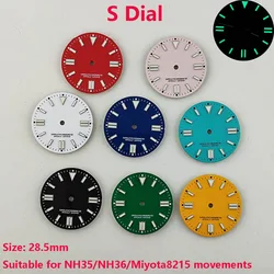 High Quality 28.5mm NH35dial watch dial S dial green luminous suitable for NH35 NH36Miyota8215 movements watch accessories repai