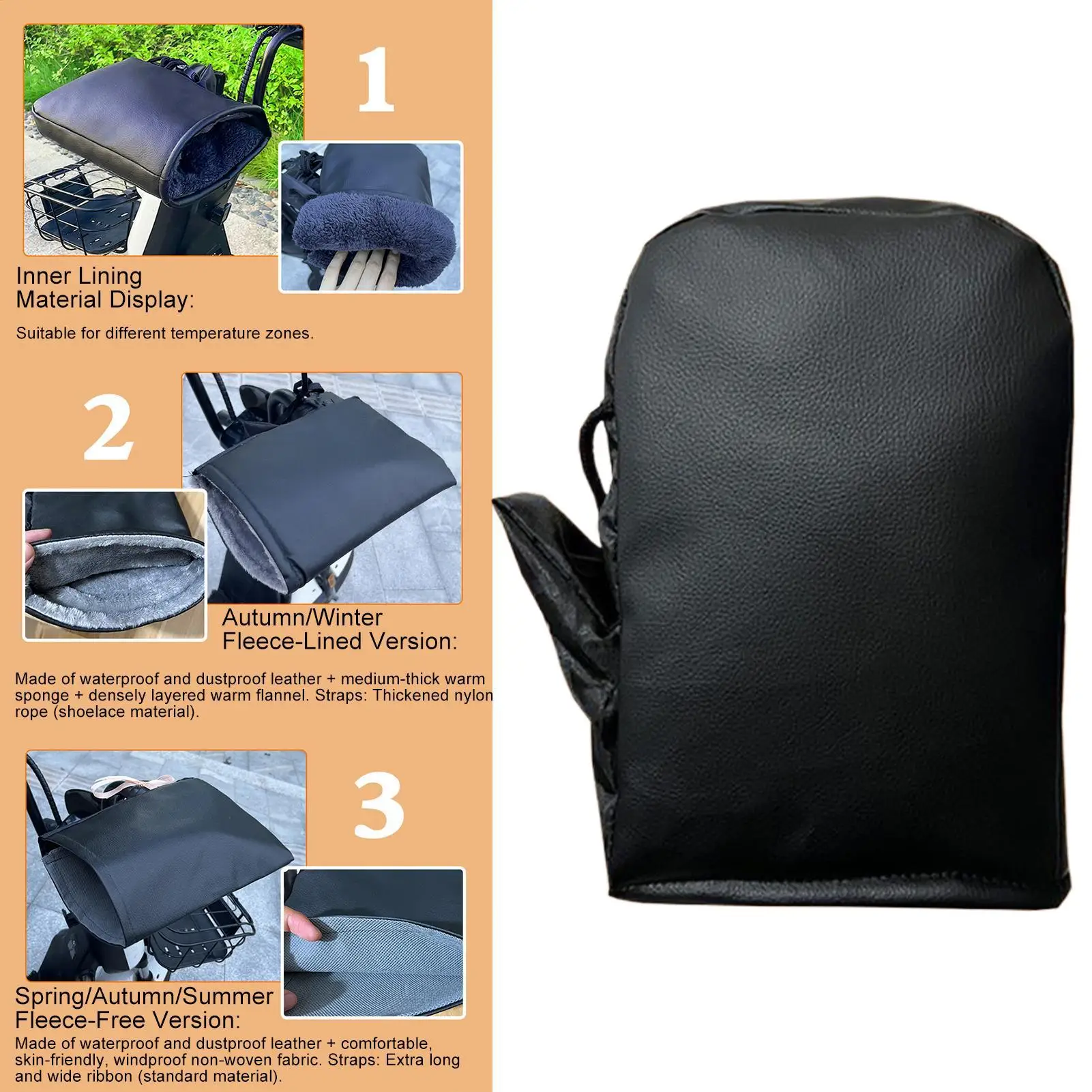 

Motorcycle Handlebar Gloves Waterproof Motorbike Mitts Windproof Tricycle Handlebar Mittens For Scooter Snowmobile Tricycles