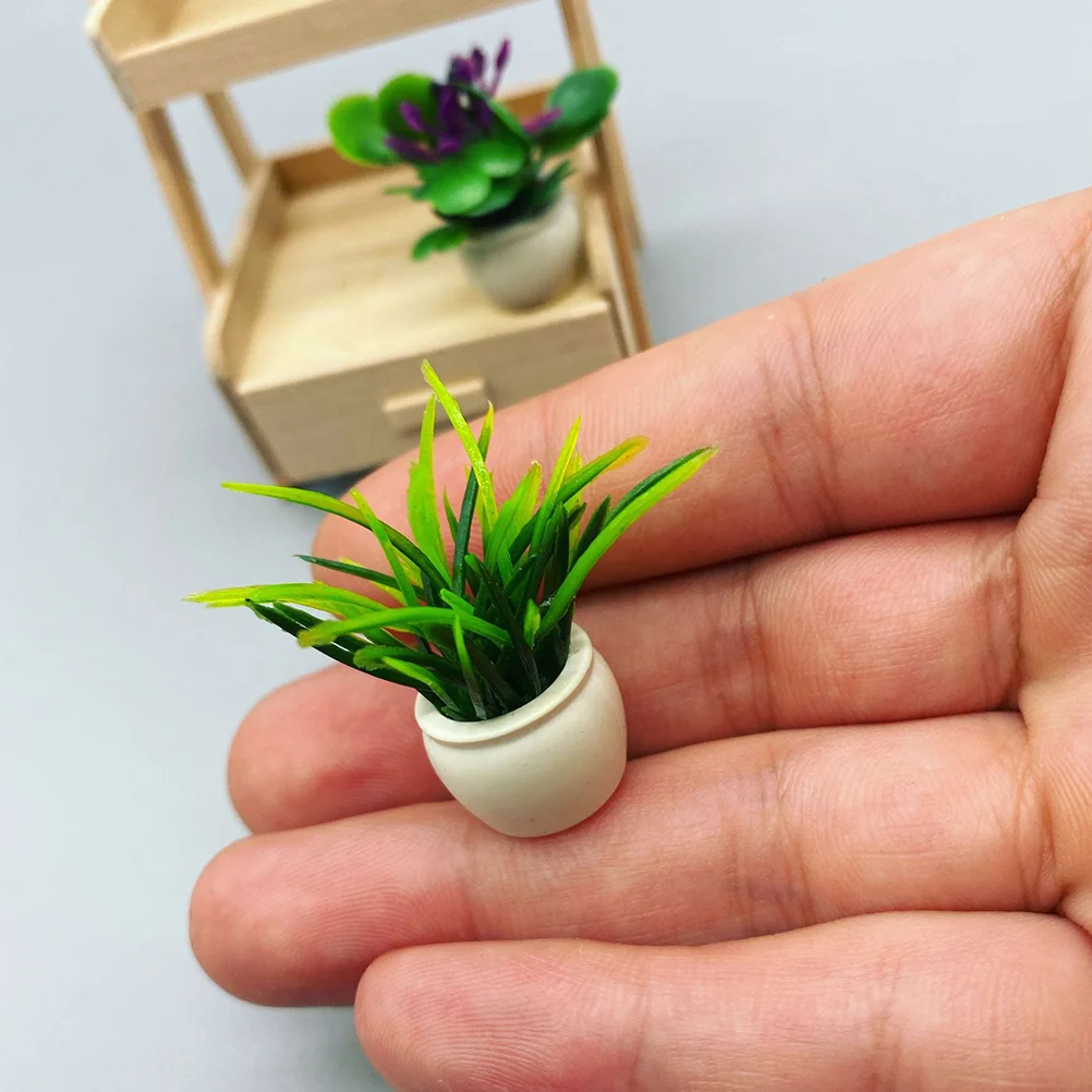 8 Pcs House Mini Plant Model Small Floral Bush Landscaping Potted Table Centerpieces Dining Tiny Plants Plastic for Room