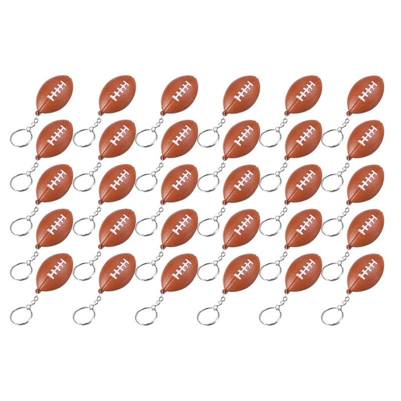 30 Pack Rugby Ball Keychains for Party Favors,Rugby Stress Ball,School Carnival Reward,Sports Centerpiece Decorations