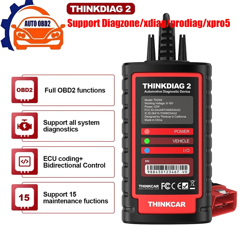 THINKCAR Thinkdiag 2 Support Diagzone XDiag Prodiag XPRO5 Software Support CAN FD Protocol All System Diagnostic PK DBScar 7 VII