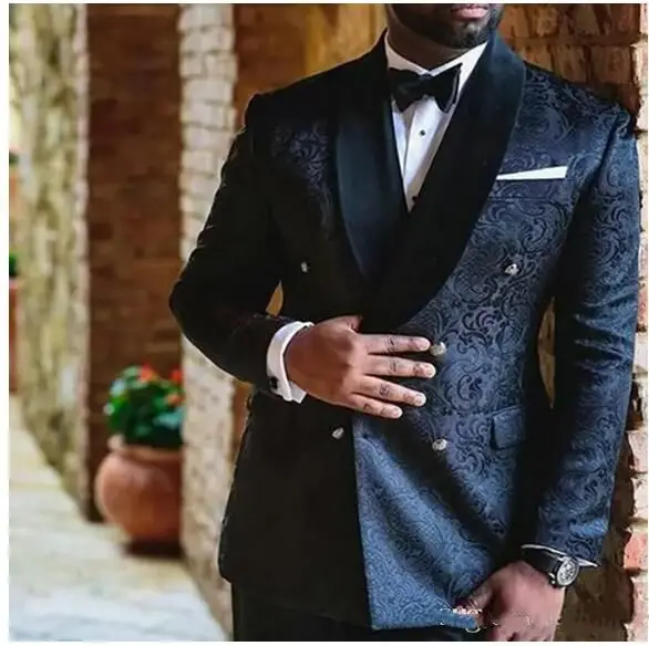 Smoking da sposo nero classico scialle bavero giacca a due pezzi pantaloni Blazer maschile