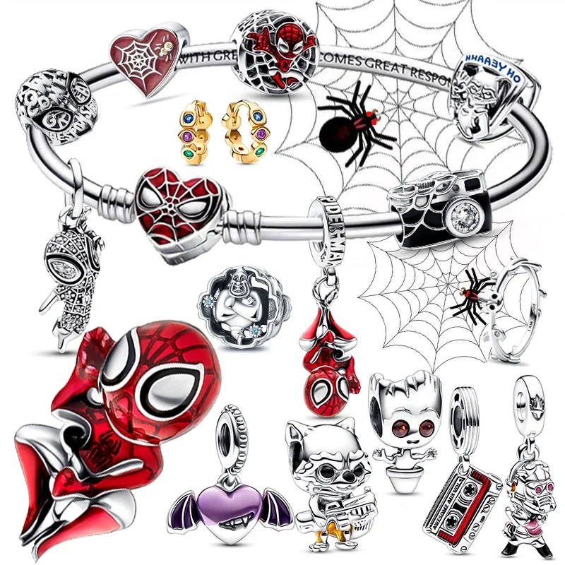 

New 925 Sterling Silver Disney Spider&man Mickey & Minnie Princess Charms For Pandora 925 Original Bracelet Women DIY Jewelry