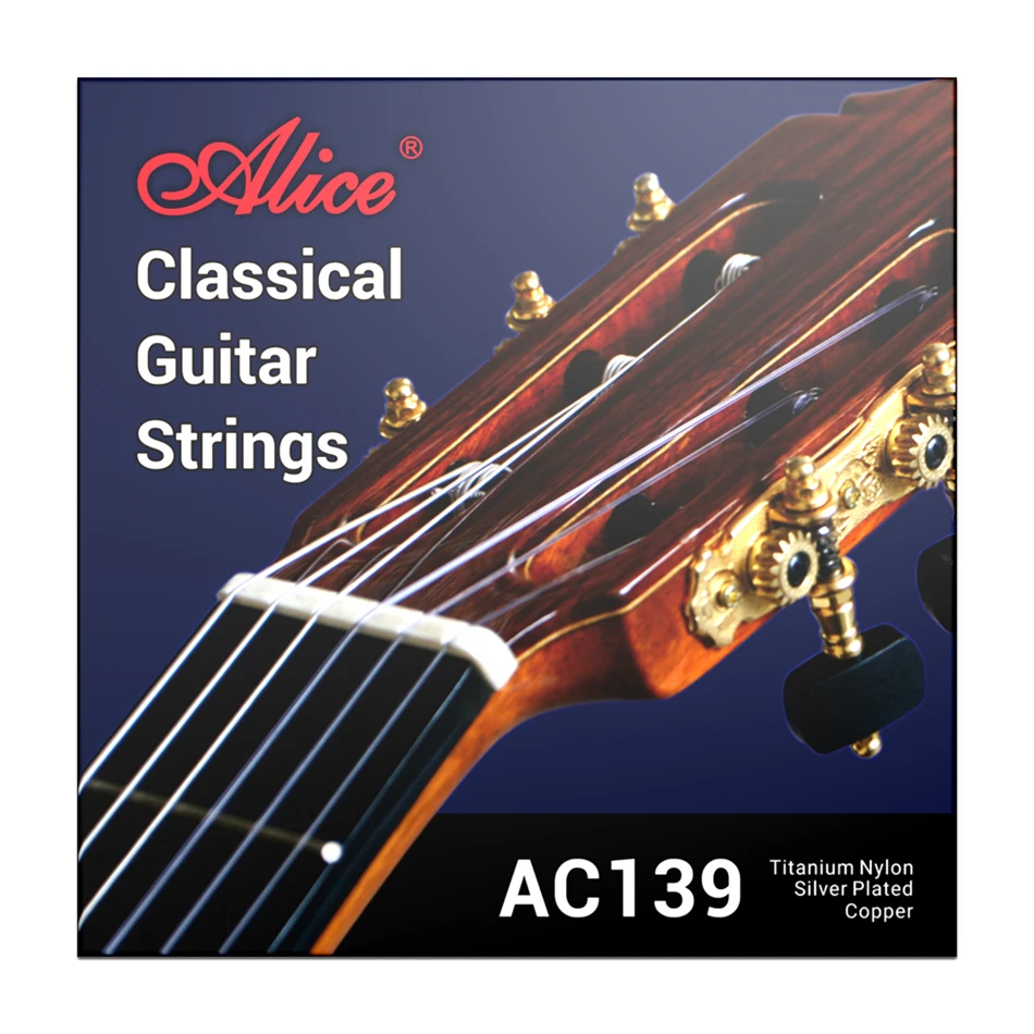 Alice AC139 Classical Guitar Strings Titanium Nylon Silver-plated 85/15 Bronze Wound 028 0285 inch Normal and Hard Tension