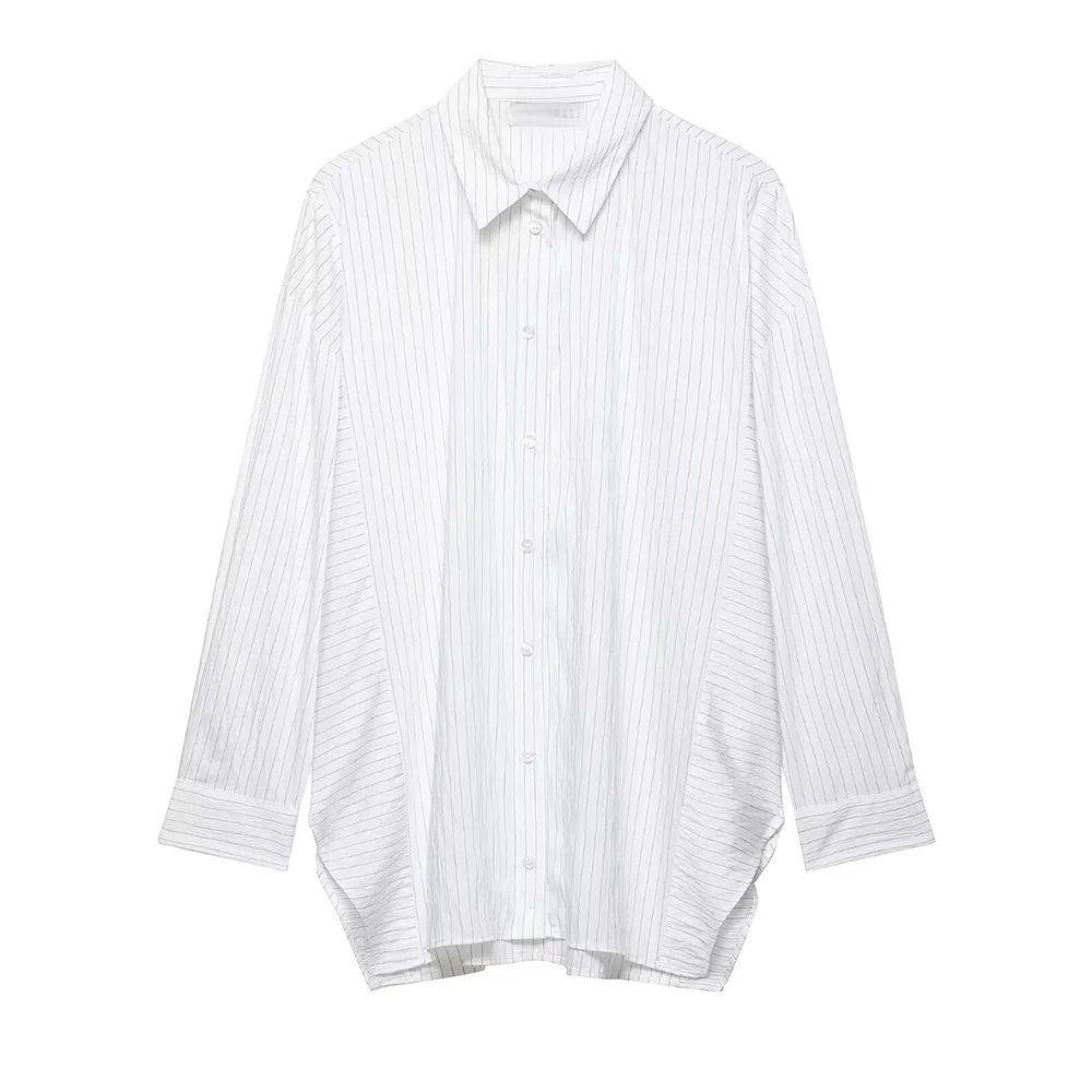 

WOMAN 2026 Summer New Fashion Striped loose shirt Retro Long Sleeve All-match Casual Female Shirts Blusas Chic Tops
