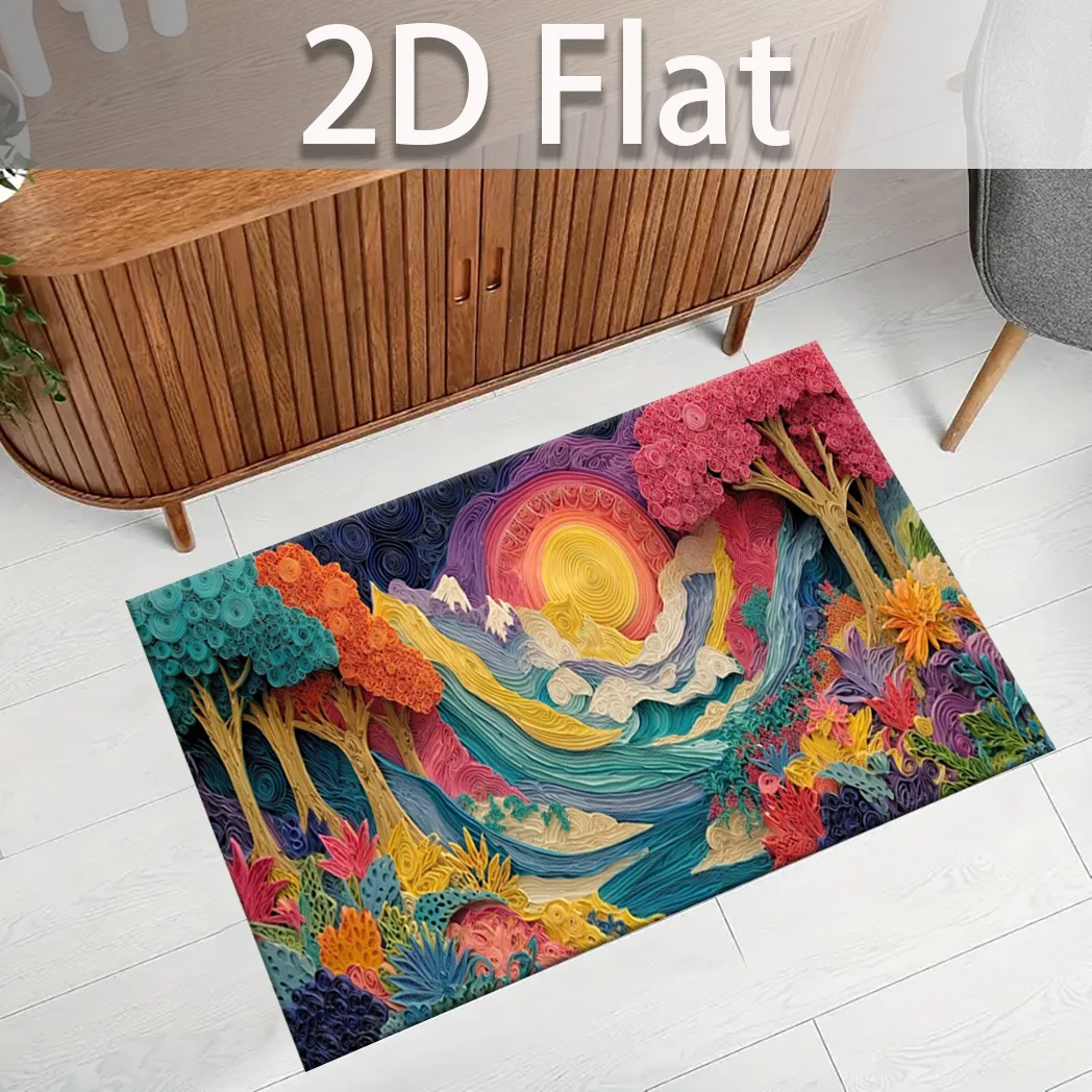 VIKAMA 2D Colorful Carpet Fairy Tale World Floor Mat Doormat Welcome Mat Kitchen Rug Nice Rug For Bedroom Carpet For Live Room
