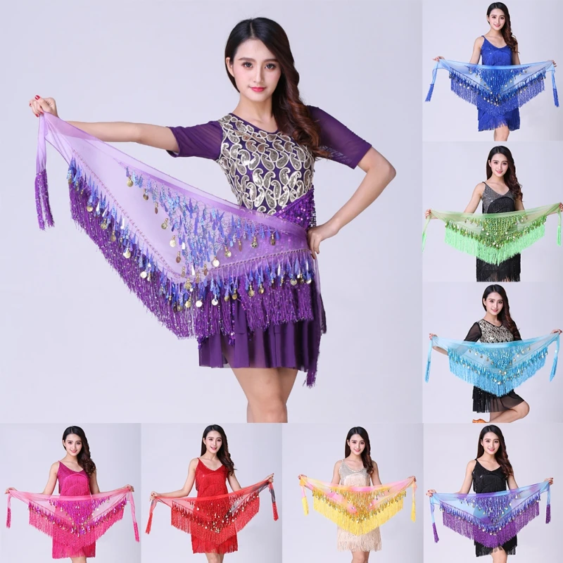 

Belly Dance Waist Hip Scarf Tassel Chain Sequin Triangle Scarf Clothing Belt Waist Cover Oriental Dance Scarf