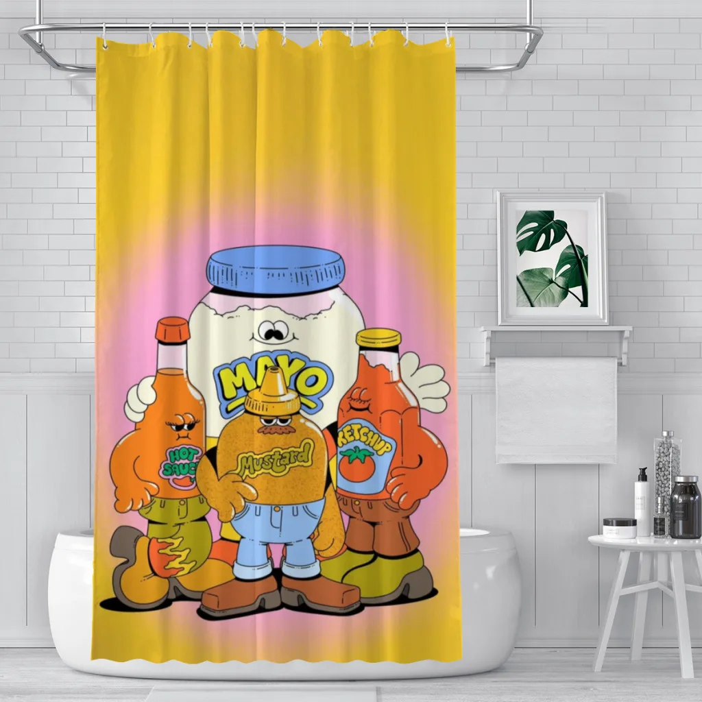 

American Style Illustration Shower Curtain Bathroom Decoration Shower Curtain Birthday Gift