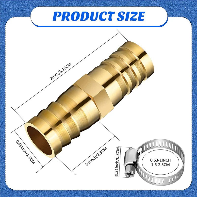 12 Pieces Hose Repair Connectors with Claps Brass Garden Hose Repair Kit Fitting Water Hose Repair Kit Solid Female Hose