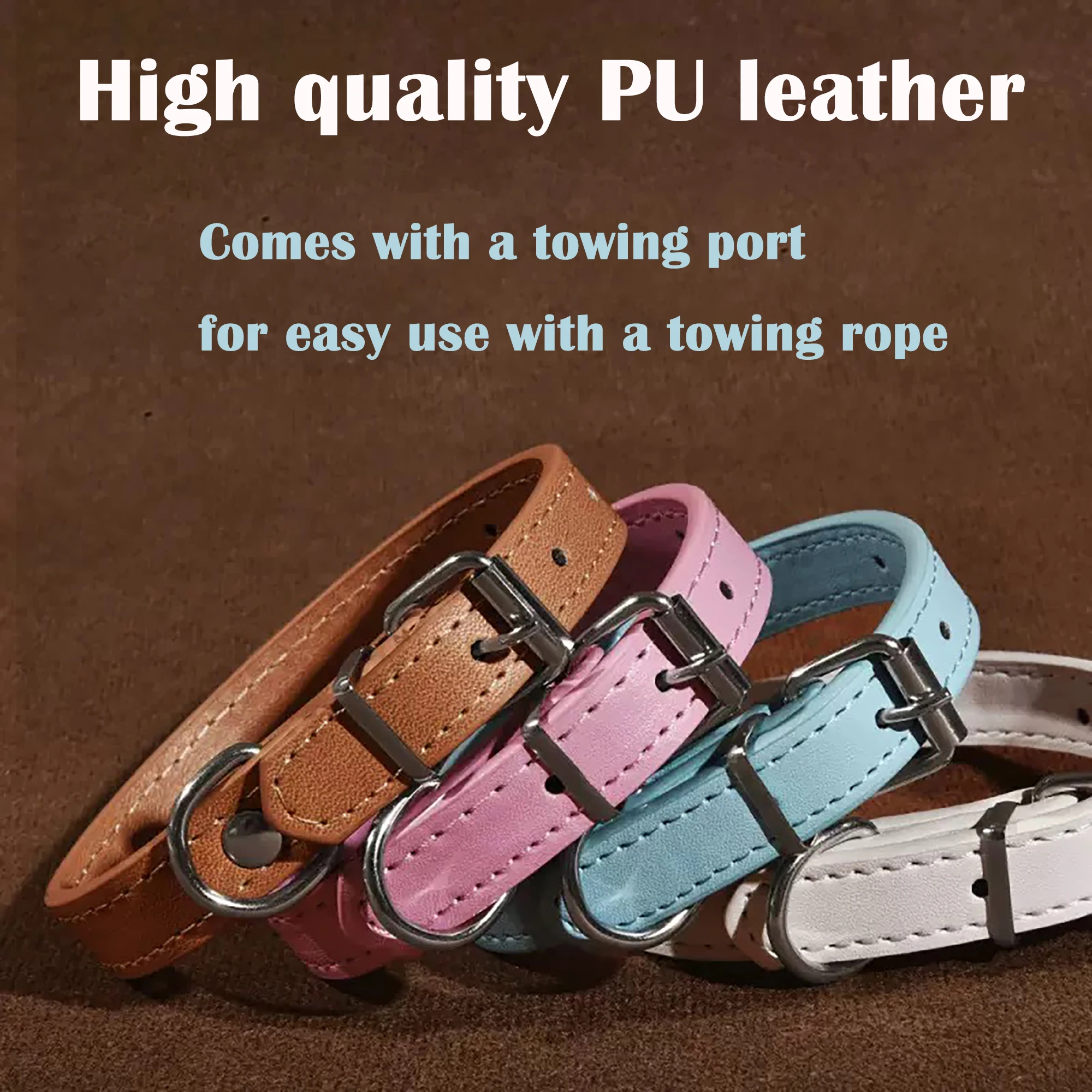Personalized Custom Pet Collar Hot Stamping DIY Name PU Leat