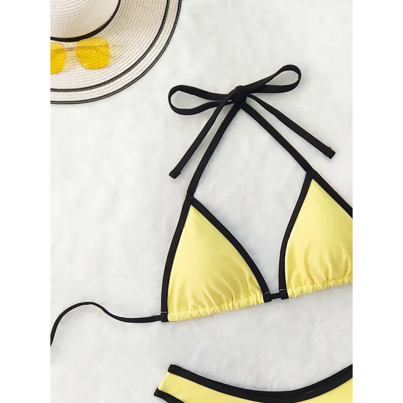 2025New Year's Halter Neck Tie Bikini Two-Piece Swimsuit Summer Beach Vacation for Women