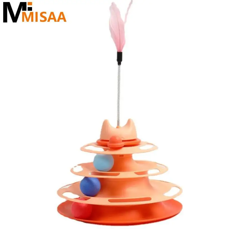 Cat Amusement Plate Training Rotatable Amusing Cat Toy Cat Stick Interactive 4-layer Swivel Ball Toy