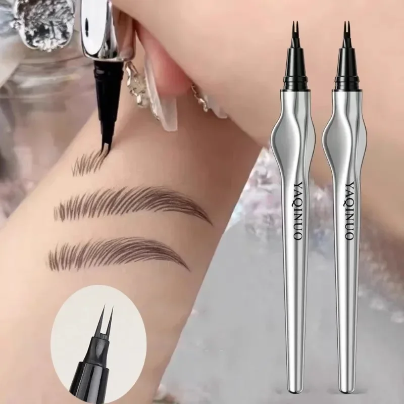 2Points Eyebrow Pencil Long Lasting Easy To Grip Eyebrow Tattoo Waterproof Thin Liquid Lying Silkworm Brow Pen Korean Makeup