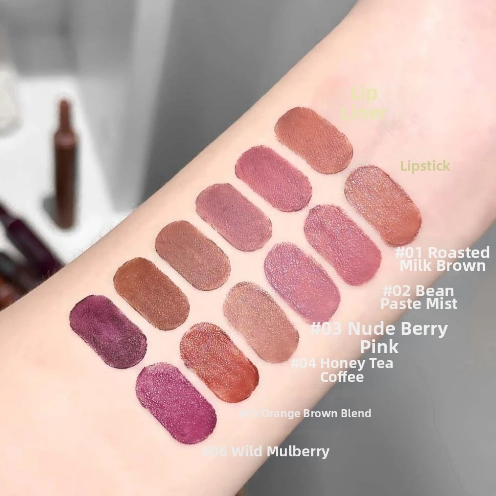 2 In 1 Lipstick Liner Combo Easy Outlining Velvet Texture Lip Liner Pencil Non-Fade Long Lasting Dual-Use Lip Liner Daily Makeup