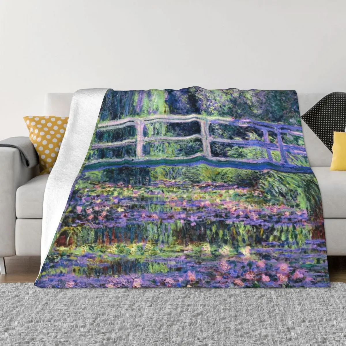 

Claude Monet Water Lilies and Japanese Bridge Painting Throw Blanket for sofa Decorative Beds wednesday Blankets