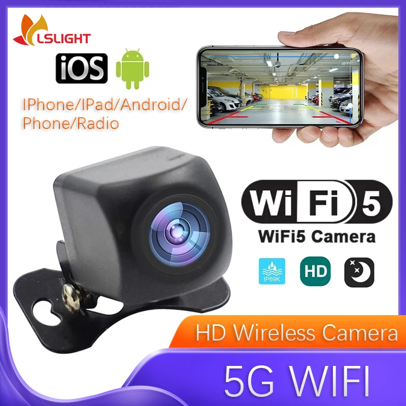 

Car Rear View Camera Universal Wireless Night Vision HD Waterproof Wifi Reversing Camera 5V USB 12V Support Android IOS