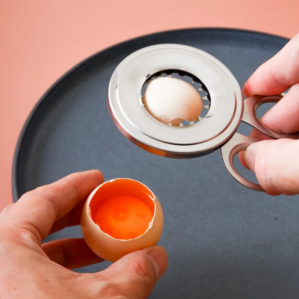 

2PCS Cooker Accessory Manual Operation Egg Shell Cutter Silver Household Shell Opener Stainless Steel Egg Opener Kitchen Use