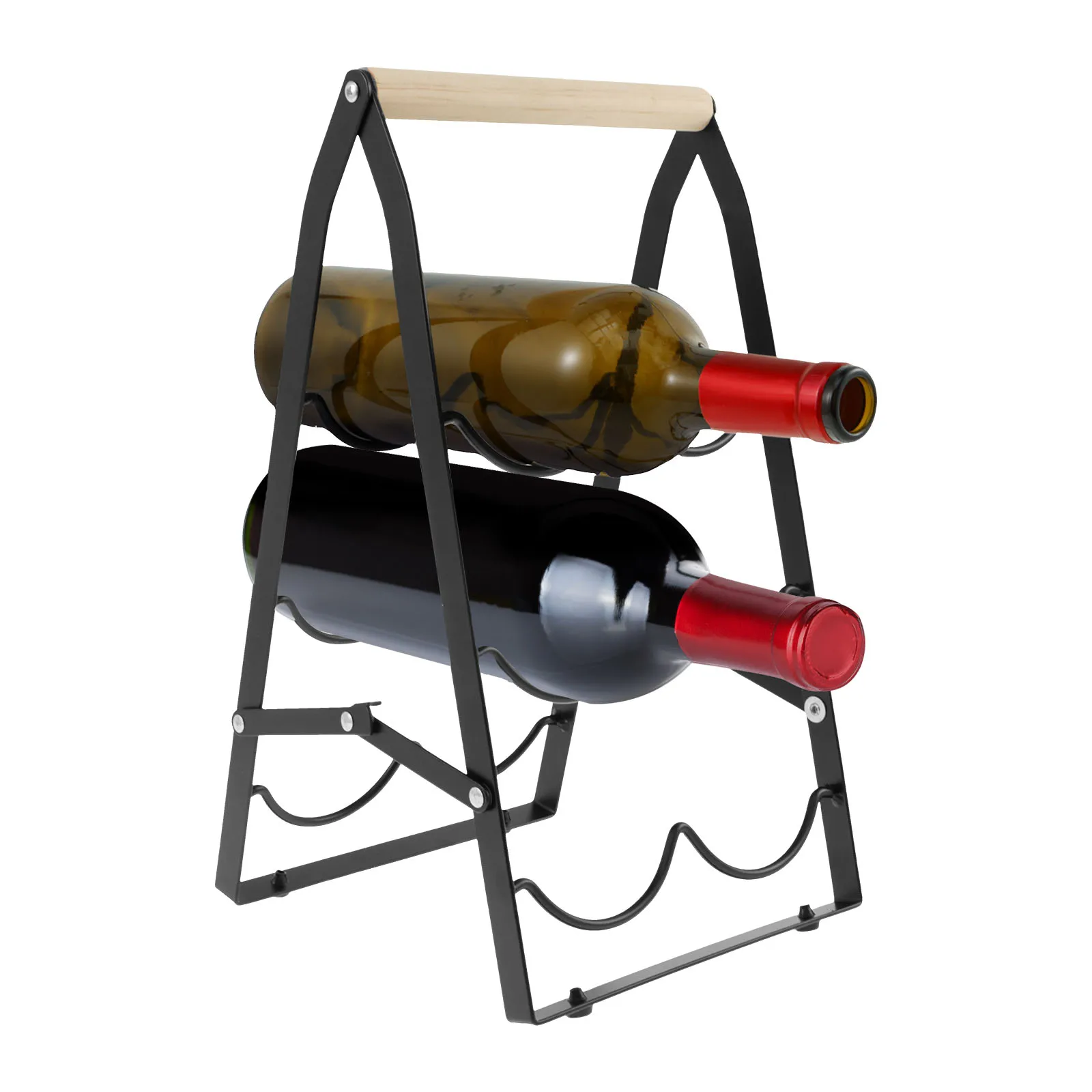 3-stufiges Weinregal, kreative Kombination aus Eisen und Holz, platzsparend, leicht zu reinigen, Metallregal, einfaches Heimdekorationsregal