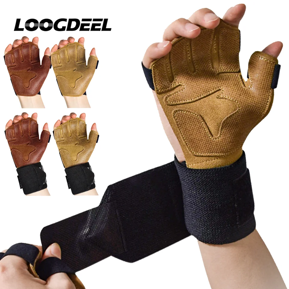 Cowhide Ventilated Weight Lifting Gloves Men Women Gym Workout Gloves for Fitness Weightlifting Pull Ups Palm Protection Support