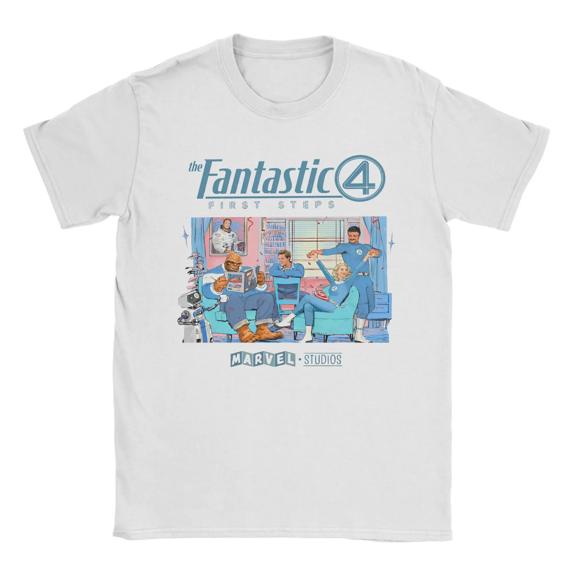 

Мужские футболки The Fantastic Four First Steps Ретро Team Awesome Хлопковые футболки с короткими рукавами Одежда с круглым вырезом размера плюс