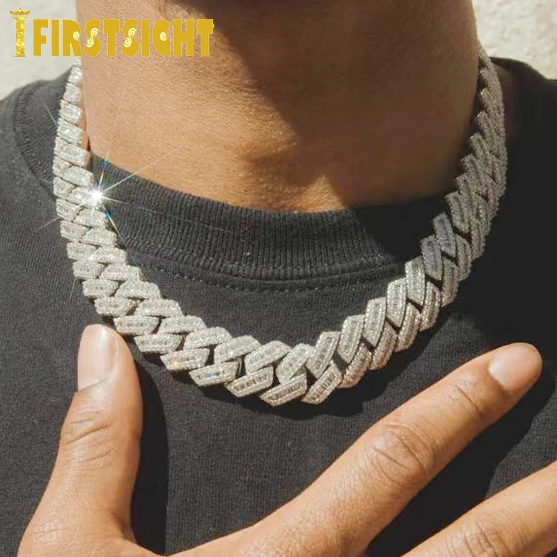 Iced Out Bling 19mm Rectangle CZ Heavy Chunky Cuban Link Chain