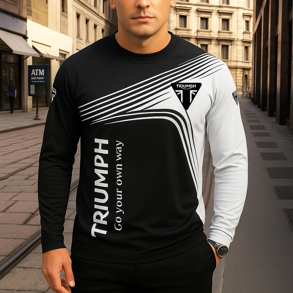 

Hot Triumph Motorcycle Printed Long Sleeve Tee Fashion Street Casual Breathable Comfortable Outdoor Biker Riding Shirt