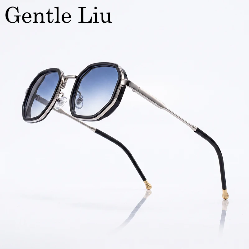 Steampunk Octagon Polygon Metal Frame Sunglasses Men 2026 Luxury Brand Retro Geometric Sun Glasses Driving UV400 Eyewear Shades