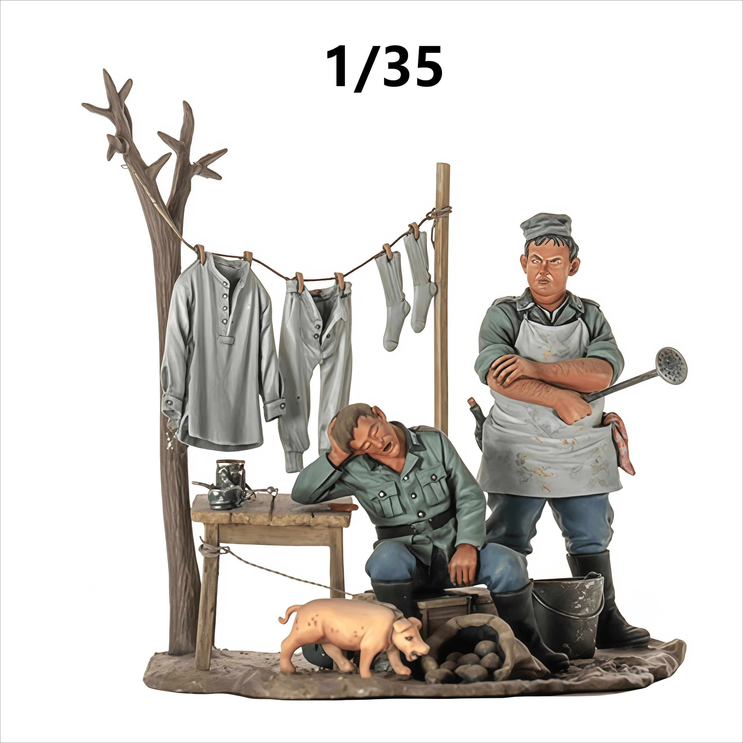 

Набор для сборки модели из литья смолы 1/35, GK, 2 кука, включая сцену, неокрашенный